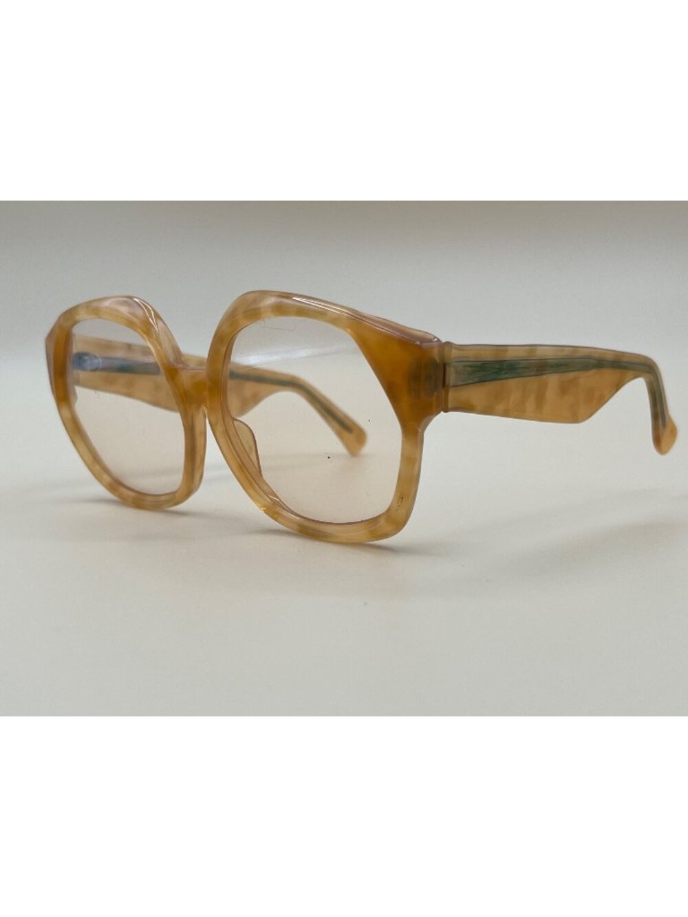Yves Saint Laurent Oversized Square Marbled Amber Eyeglass Frames Vintage